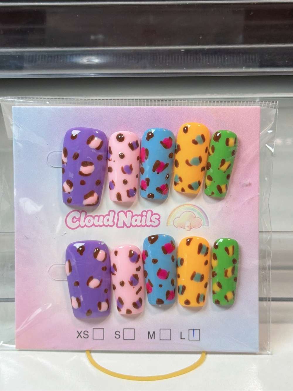 Colorful Leopard Print Press-On Set - Multicolor